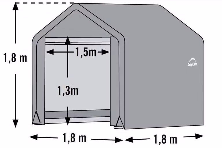 Shelter Logic Shed-in-a-Box All Season Metalen Tuinhuis met Piek Dak en Waterdichte Cover, Grijs