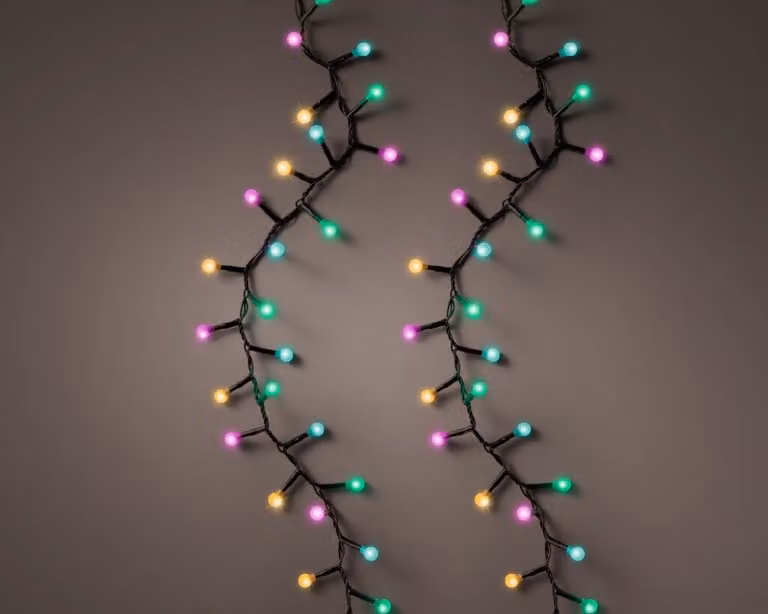 Lumineo LED kerstverlichting Cherry Lights zwart/multicolor 750 cm