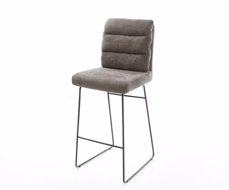 DELIFE Barstoel Pela-Flex met Bouclé bekleding en zwart metalen sledeonderstel