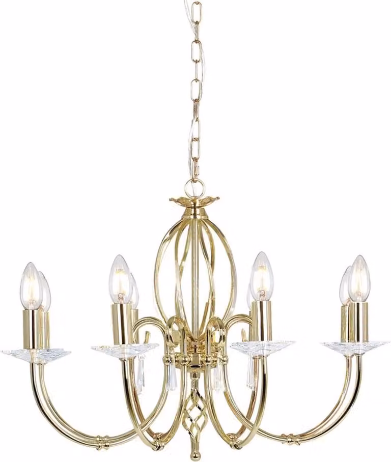Elstead Lighting Aegean LED Kroonluchter - 8-lichts - Messing en Glas - Dimbaar