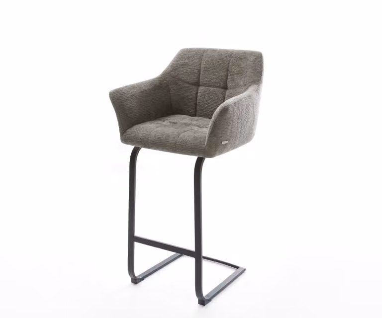 DELIFE Barstoel Yulo-Flex met Bouclé bekleding en zwart metalen onderstel
