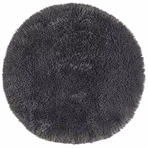 Andiamo Alpa Kunstbont Tapijt Rond Antraciet/Zwart Diameter: 80 cm
