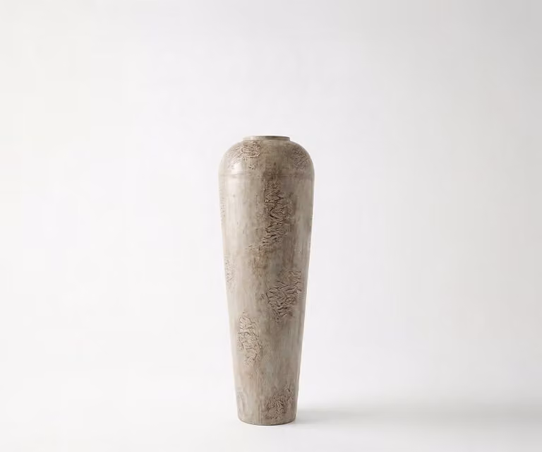 DELIFE Vaas Tavera Handgemaakt Metaal Ivory Terra B: 24 cm, D: 24 cm, H: 70 cm