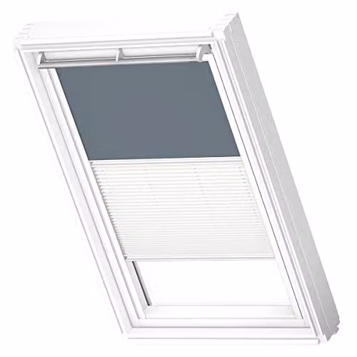 VELUX Verduisterend Rolgordijn Plissé met Witte Geleiders, S06, Dark Petrol