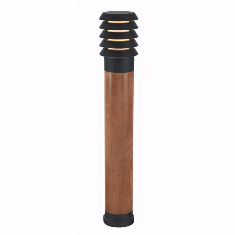 Franssen Selhalm Landelijke Terraslamp zwart met hout, Hoogte: 85 cm