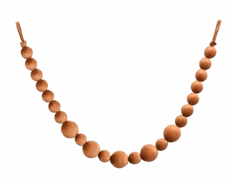 Kerstballen slinger van fluweel in brandy bruin, 150 cm
