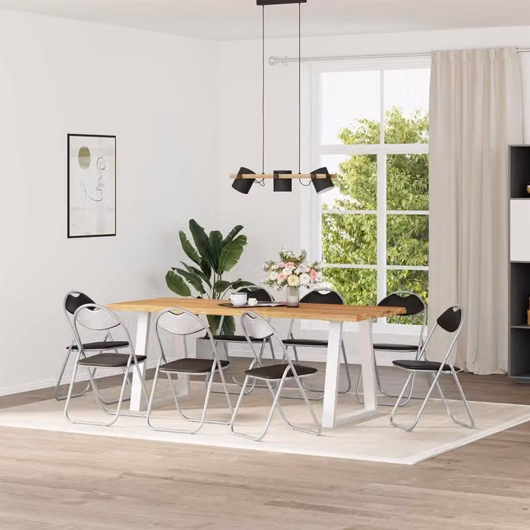 Set van 8 vuilafstotende klapstoelen in kunstleer voor de eetkamer - Zwart Grijs