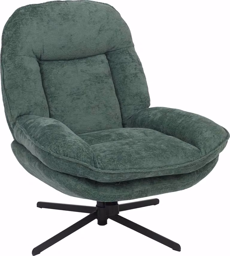 Mendler Relaxfauteuil HWC-P32 met Nosagvering, Draaibare TV-fauteuil in Groene Chenille Stof