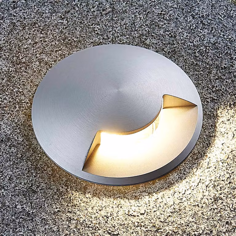 Lucande Milara grondspot inbouwlamp, grijs/zilver, aluminium, GU10, dimbaar, IP67, rond