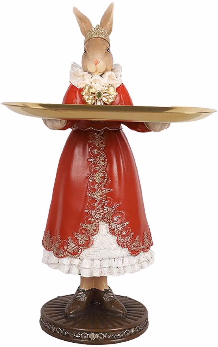 Clayre & Eef Decoratie Beeld Konijn Beige Kunststof H 31 x B 18 x D 17 cm