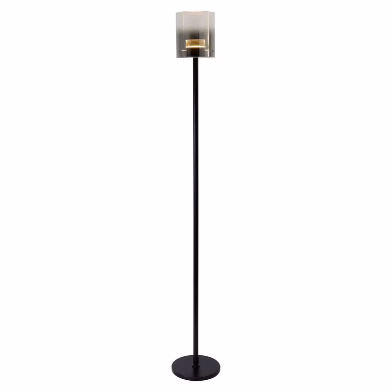 Highlight Salerno Vloerlamp zwart met rookglas, Hoogte: 157 cm