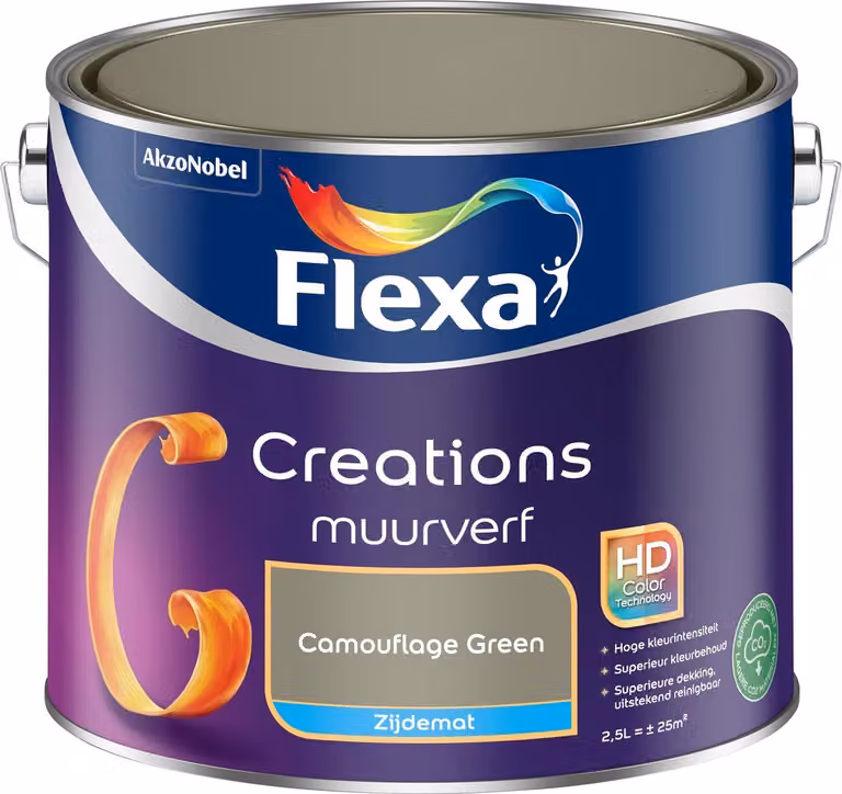 Flexa Creations Muurverf Zijdemat - Camouflage Green - 2,5 l