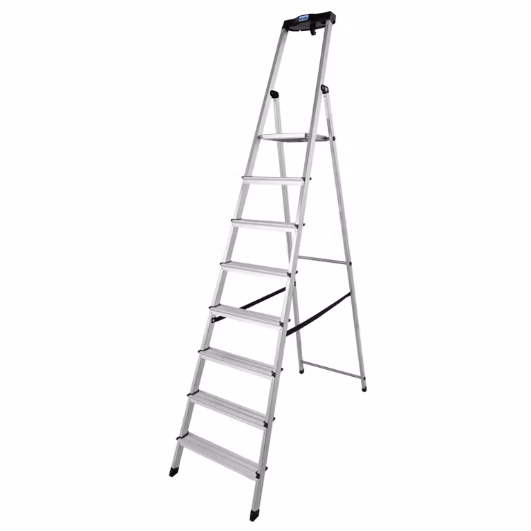 Krause 126368 Stapelbare steigertrap met 8 treden, aluminium veiligheidsladder