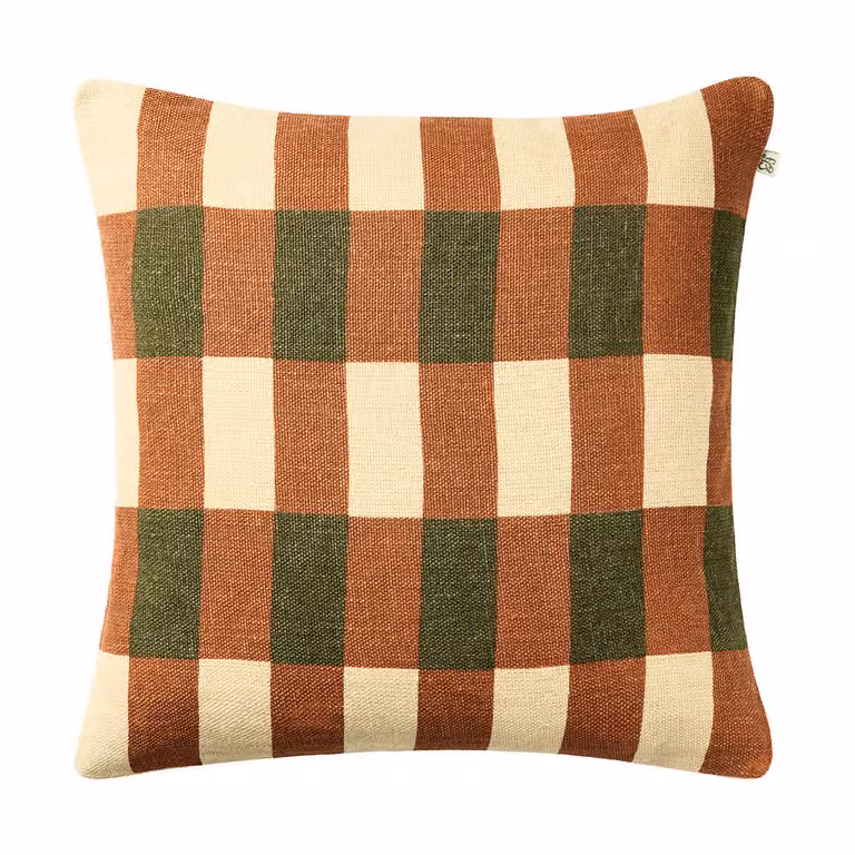 Chhatwal & Jonsson Marari kussenhoes Apricot Orange-Cactus Green, 50 x 50 cm