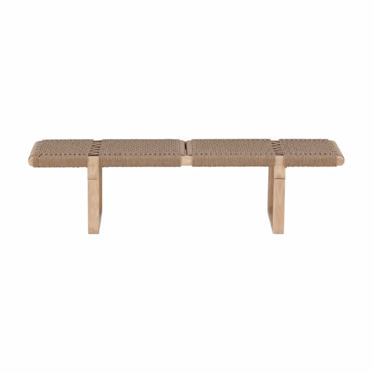QUVIO Belmont Bank - Scandinavisch Design - Naturel Staal en Rattan