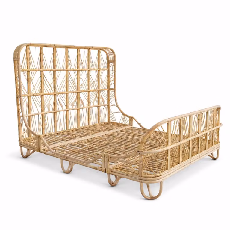 Createyourhome Ibiza Queen Bed - Rotan en Riet - Japandi stijl - 160 x 200 cm