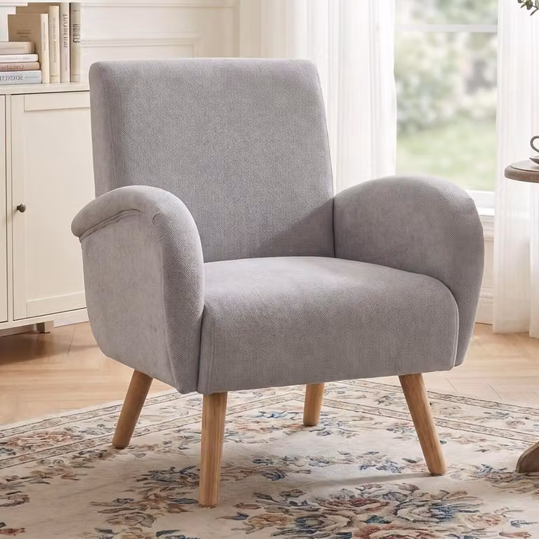 Gestoffeerde fauteuil lounge stoel grijs B/D/H: 73 x 74 x 81 cm