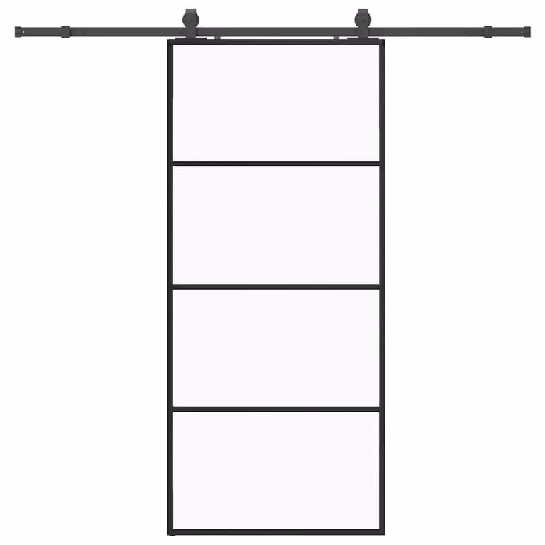 vidaXL Schuifdeur met beslag, zwart, 90 x 205 cm, veiligheidsglas
