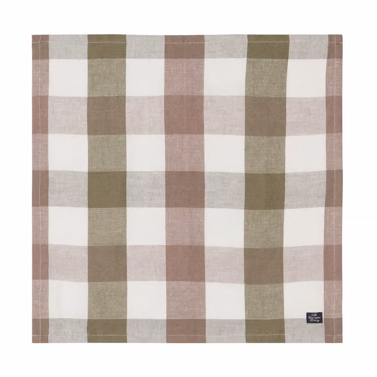 Lexington Checked Linen/Cotton stoffen servet Olive 50x50 cm
