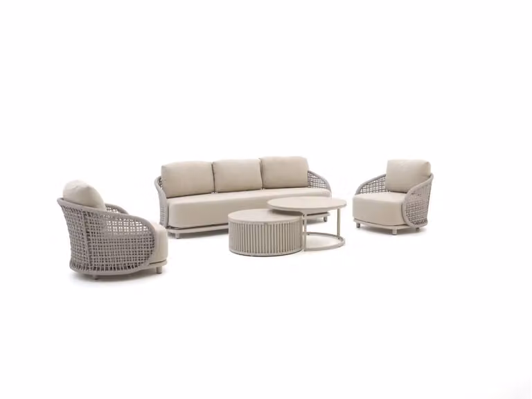 Manifesto Furniture Loungeset voor 5 personen in beige met polyrattan en kussens