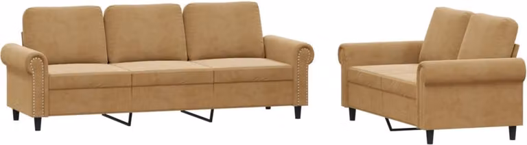 vidaXL 2-delige loungeset met kussens in bruin fluweel