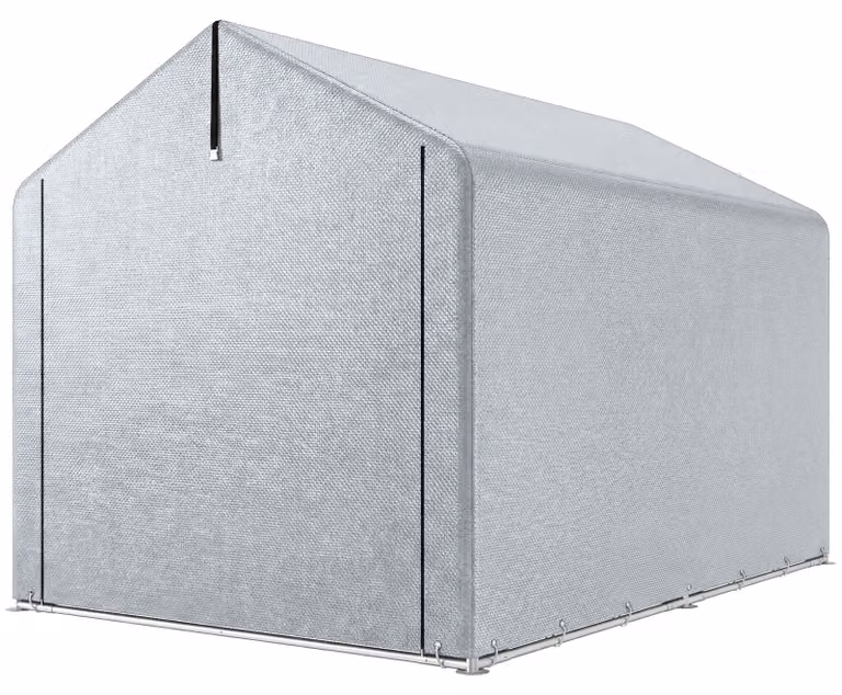 Outsunny garage-tent met rolluik en zadeldak, waterdicht, B: 2,2 m x D: 1,6 m