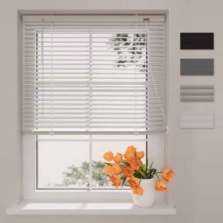 Aluminium Jaloezie Easy 25 mm - Wit - B: 150 cm x H: 175 cm