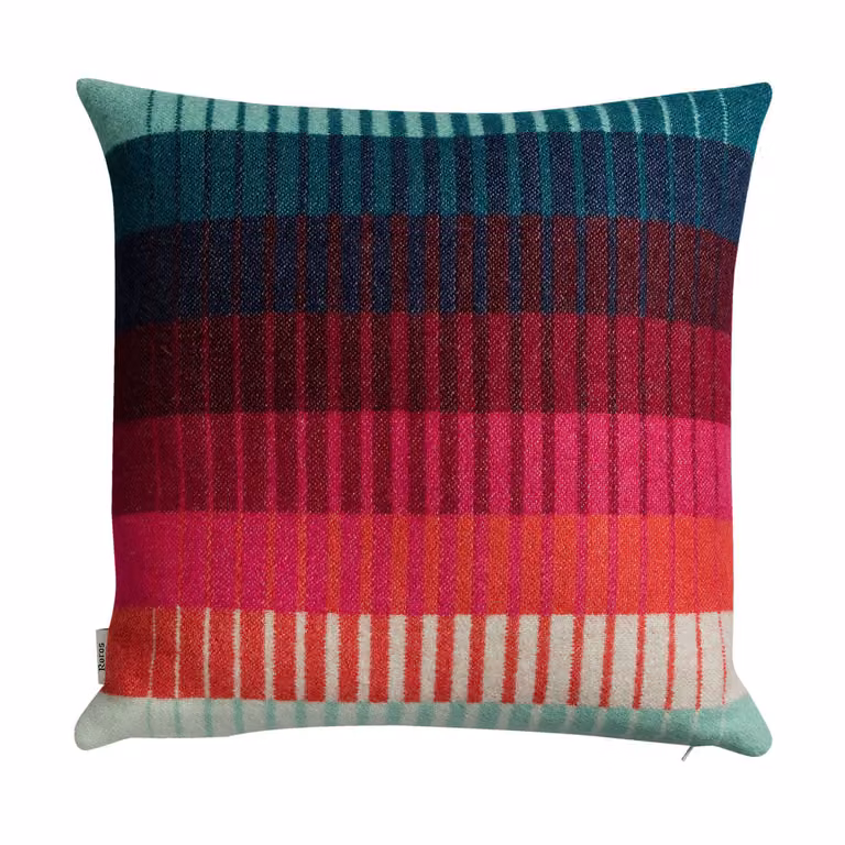 Røros Tweed Åsmund gradient kussen, rood-turquoise, 50 x 50 cm