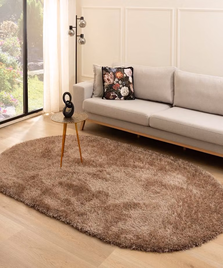 Posh Velvet ovaal vloerkleed - Bruin - 280 x 380 cm