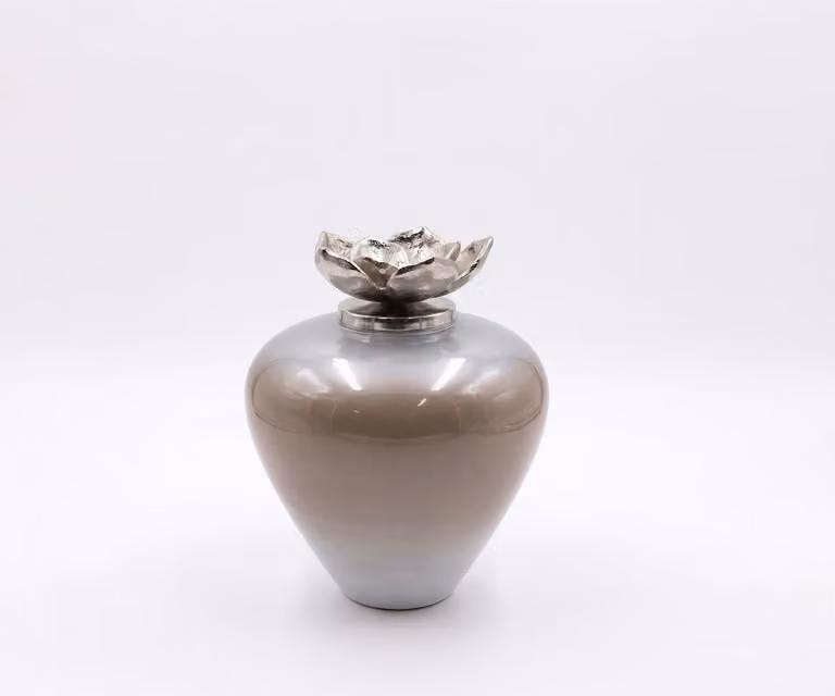 DELIFE Vaas Florena Handgemaakt Glas Mokka Opal B: 22 cm, D: 22 cm, H: 28 cm