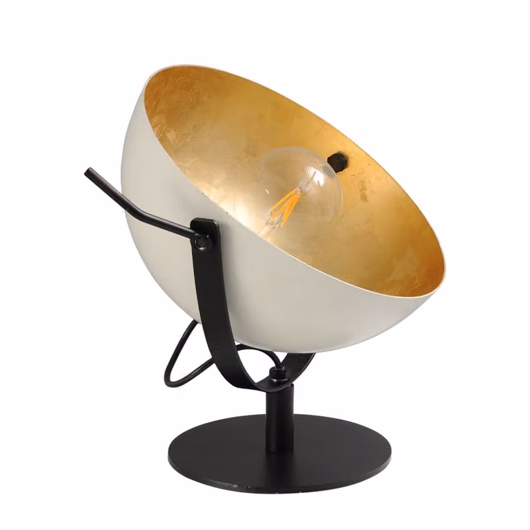 Masterlight Larino II Industriële Tafellamp Wit en Goud Ø 30 cm