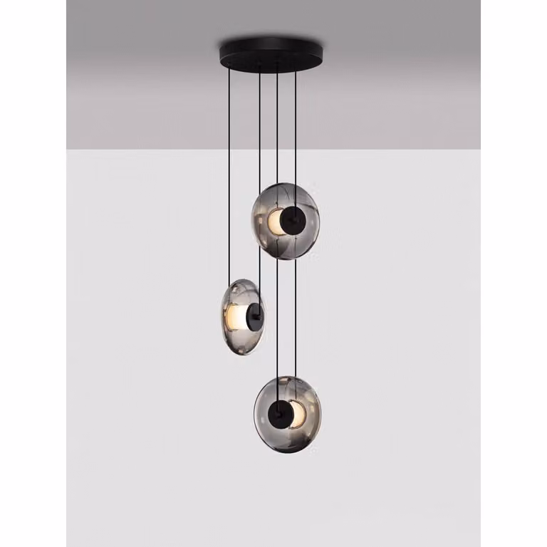 Lyora Ballet hanglamp zwart 3-lichts rond met glazen elementen