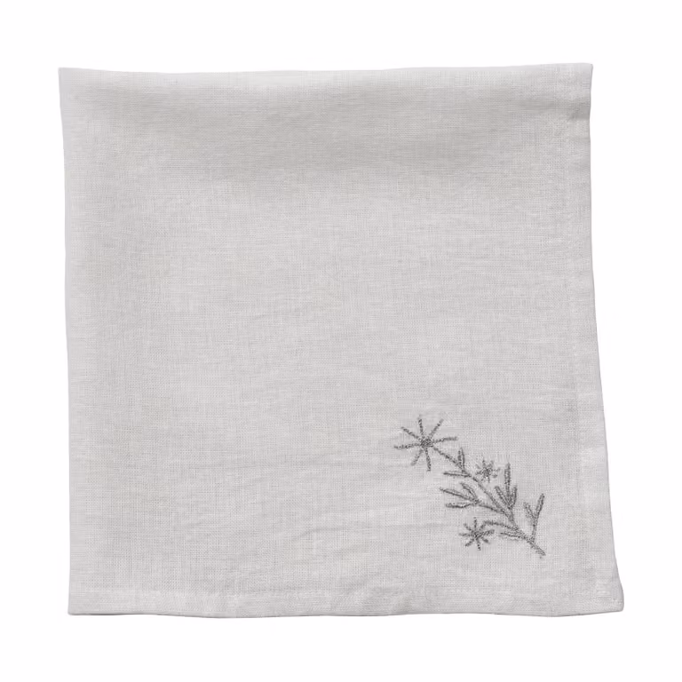 Lene Bjerre Starlia stoffen servet Wit-zilver, 45 x 45 cm