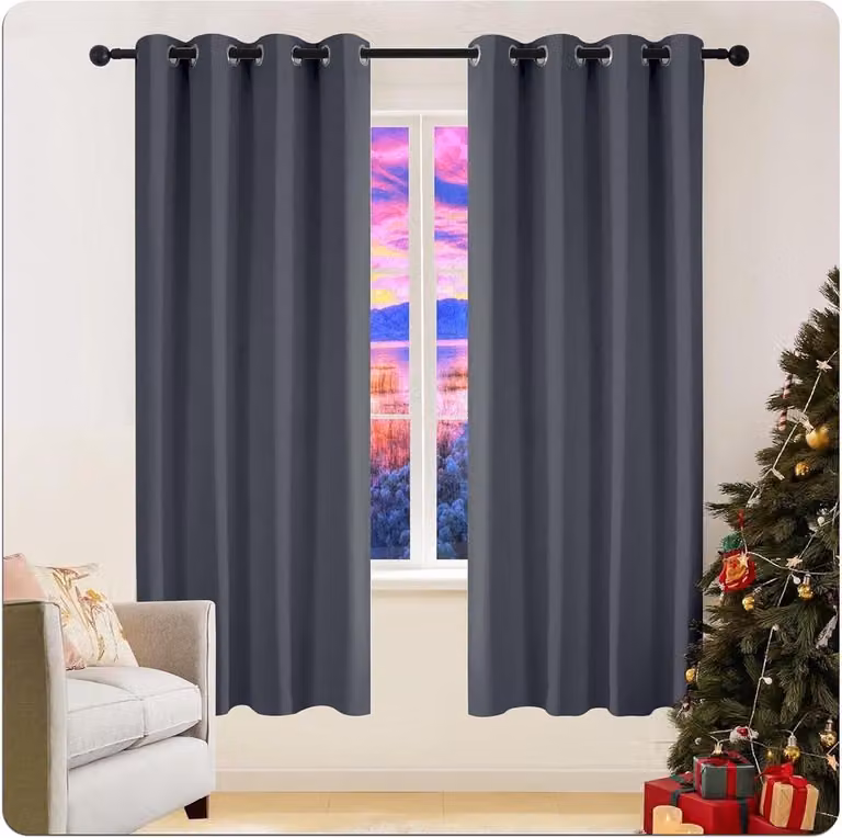 Donkergrijs Ruimteverdelergordijn - Blackout Woonkamergordijn voor Privacy en Warmte-isolatie - B: 140 cm, H: 50 cm