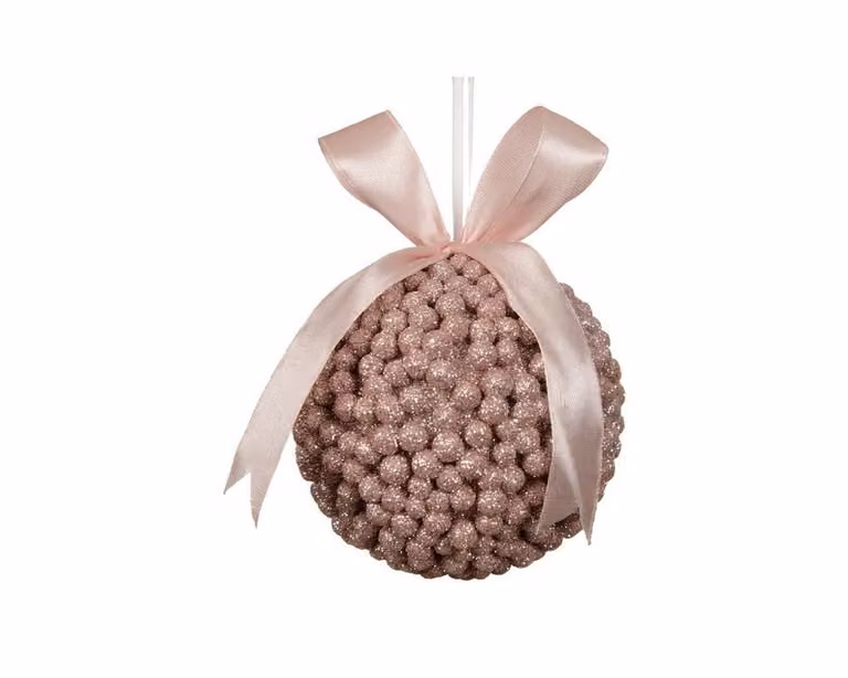 Roze kerstbal met abstract geometrisch design, diameter: 8 cm
