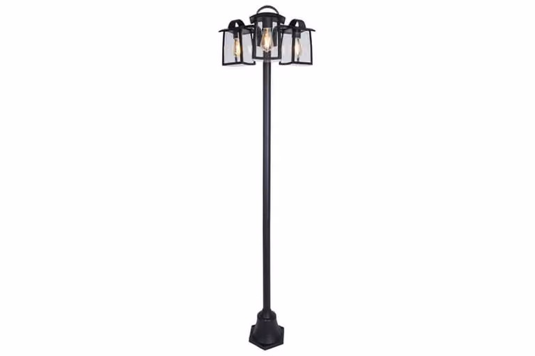 Lutec Kelsey Tuinlamp 3-lichts zwart met glazen elementen