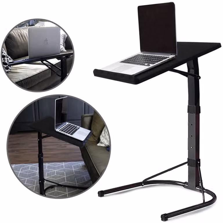 QUVIO Bijzettafel laptop - Hoogte verstelbaar - Zwart