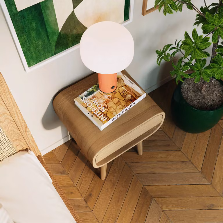 Hypnia Houten Nachtkastje Eva met lades, Eiken, Bruin