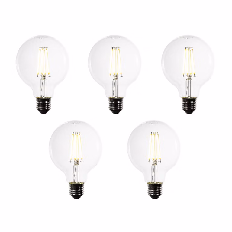 LUEDD Set van 5 G95 Globe LED lampen E27 - Transparant - 3.8W - 806 lm - 3000K Warm Wit