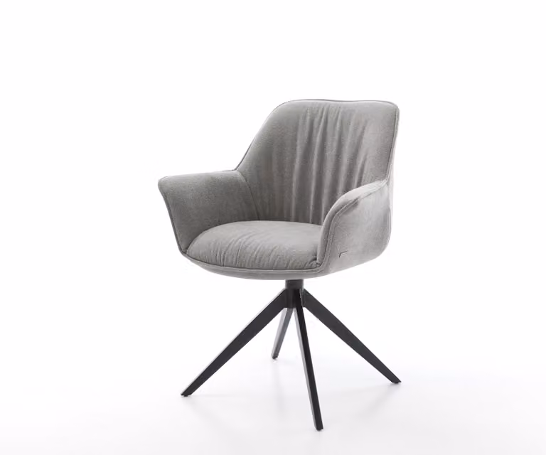 DELIFE Draaistoel Keila-Flex met armleuning, grijze stof, zwart kruisframe en rocker-functie