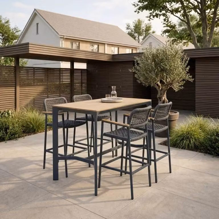 LUX outdoor living Denver dining barset voor 4 personen van polywood en touw, Breedte: 70 cm