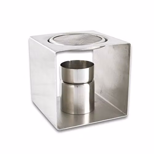 NKlaus Moderne Vierkante Wierookbrander en Kaarshouder voor Tealights, Zilver, Hoogte: 9 cm