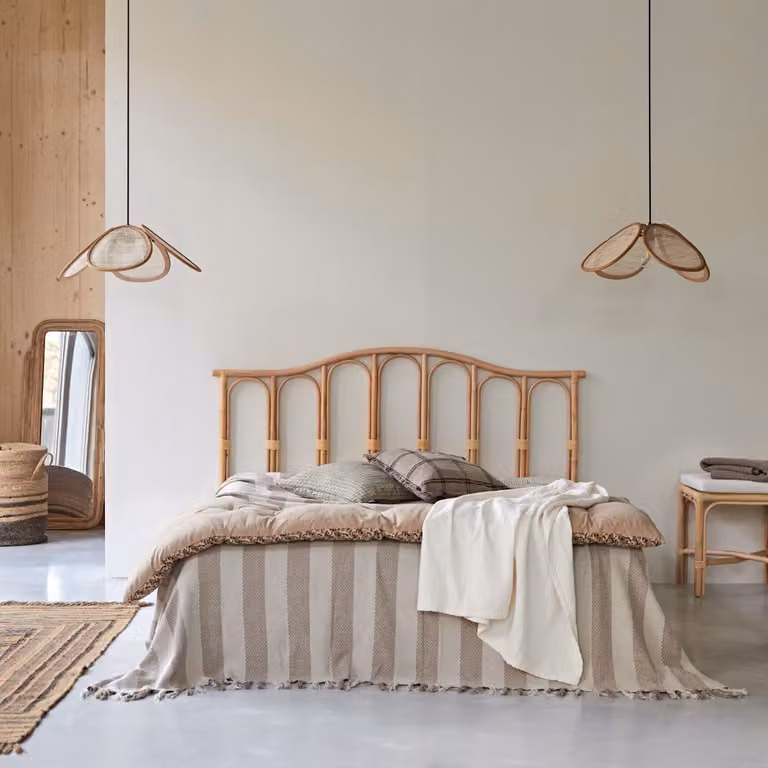 Tikamoon Hoofdbord Vintage Rattan - Beige - Breedte: 160 cm