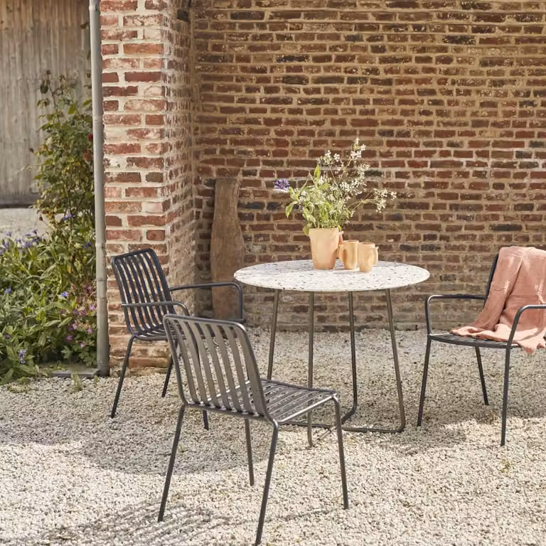 Tikamoon Ronde tuintafel voor 2 tot 4 personen - Bruin/Grijs/Multicolor - Composiet en metaal