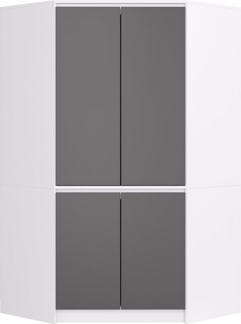 Akord Kledingkast met 4 deuren en 6 planken, Wit en Grijs, B: 100 cm, H: 180 cm, D: 50 cm