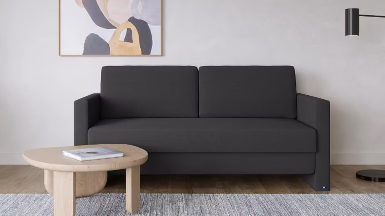 BRUNO slaapbank antraciet met massief hout en pocketvering 140 cm