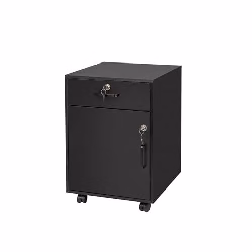 Relaxdays Rolcontainer met slot in zwart met wielen, H x B x D: 57 x 40 x 40 cm