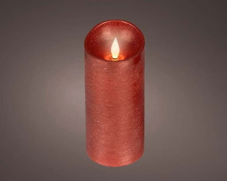 Lumineo Led kaars ossenbloed rood, B: 7,5 cm, H: 17 cm