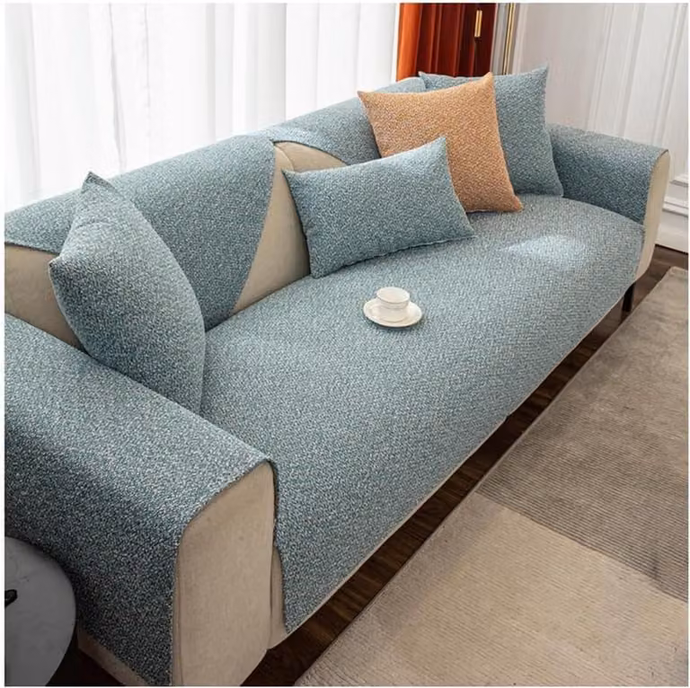 Bankoezen Meubelbeschermer Sofa Cover in Alpaca-Hemp Stof - Cyaan - 70 x 90 cm