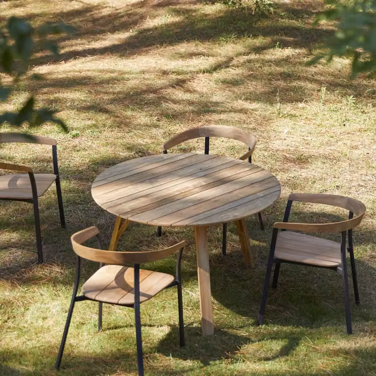 Tikamoon Ronde Tuintafel van FSC Teak voor 6 Personen - Bruin - B: 120 cm, H: 75 cm